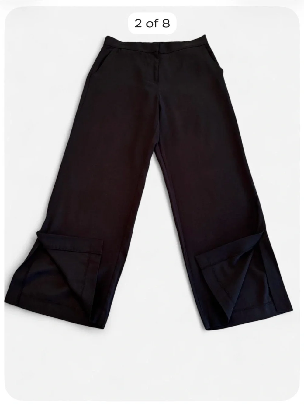 H&M Women’s Size 14 Black Tailored Ankle Slit Straight Leg Pants